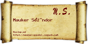 Mauker Sándor névjegykártya